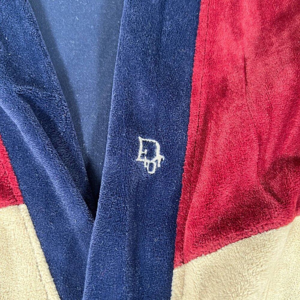 Vintage Christian Dior Monsieur Mens Multicolor Velour Bath Robe One Size - Picture 8 of 9